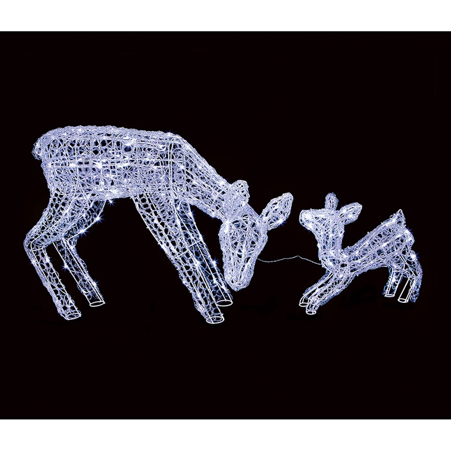Image of Acrylic Deer Light Mum And Baby White - White