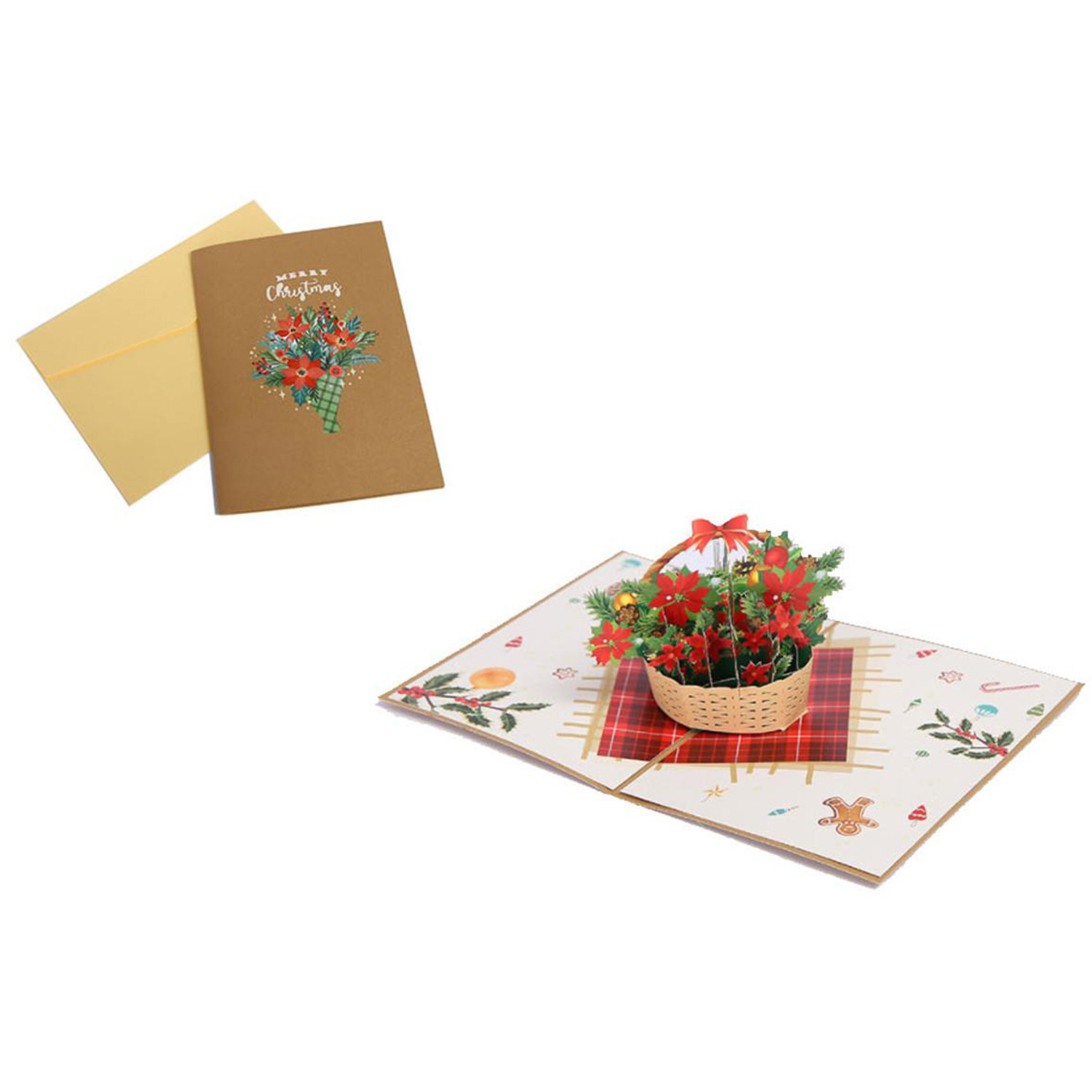 Christmas Pop Up Bouquet Card - Red