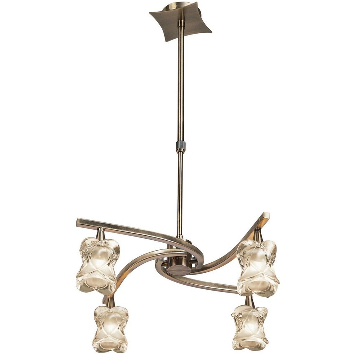 Inspired Rosa Telescopic Ceiling Pendant Semi Flush Convertible G9, Antique Brass - Antique Brass