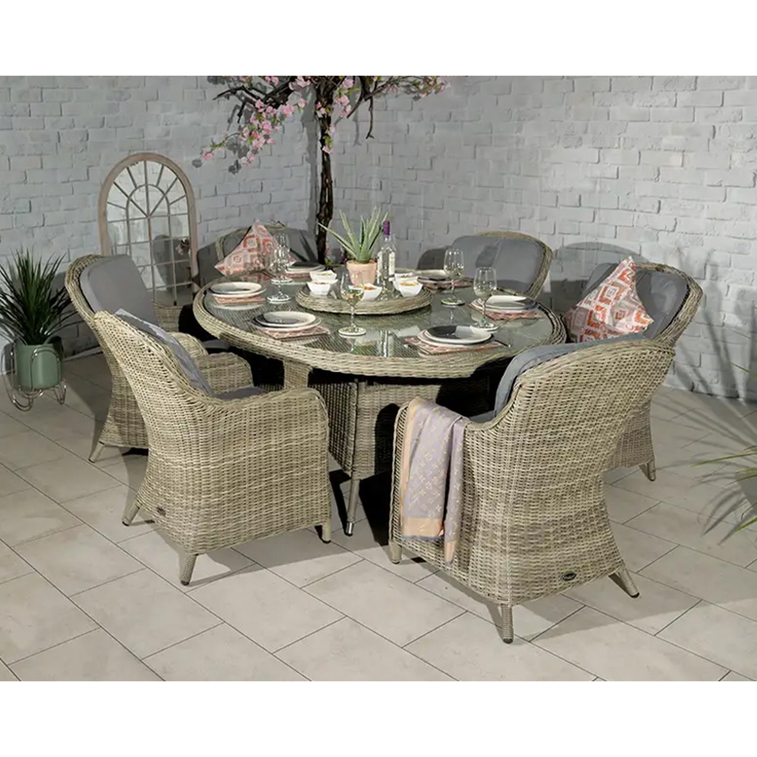 Wentworth 6 Seater Ellipse Imperial Dining Set - Neutral