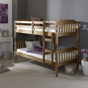 Colonial Spindle Bunk Bed Solid Pine Waxed Small Single or Single