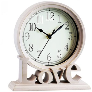 Table Clock Vintage Love Non Ticking Desk Clock Retro Mantel Clocks Blush