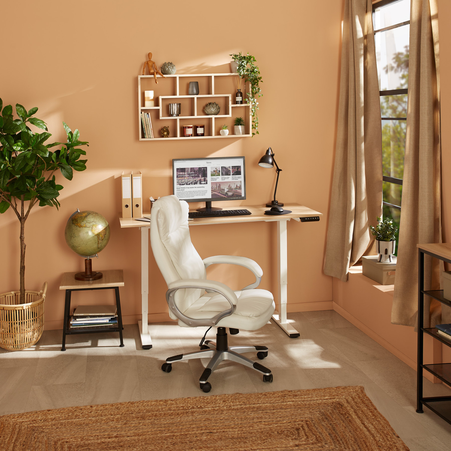 Electric Height-adjustable Computer Desk Base Dual Motor And 3 Memory Settings - White