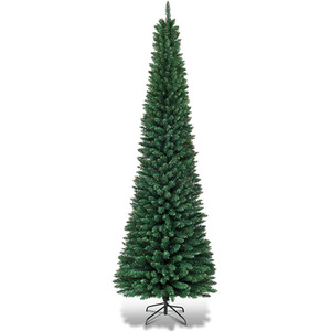 COSTWAY 7 FT Artificial Slim Pencil Christmas Tree with Metal Stand