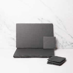 Artesa Slate Placemats, Set of Four, 30x20cm, Slate Coasters, Set of Four, 10cm