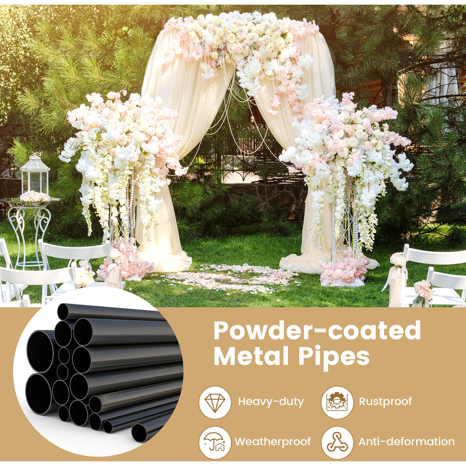 230cm Garden Arch Arbor Trellis - Black