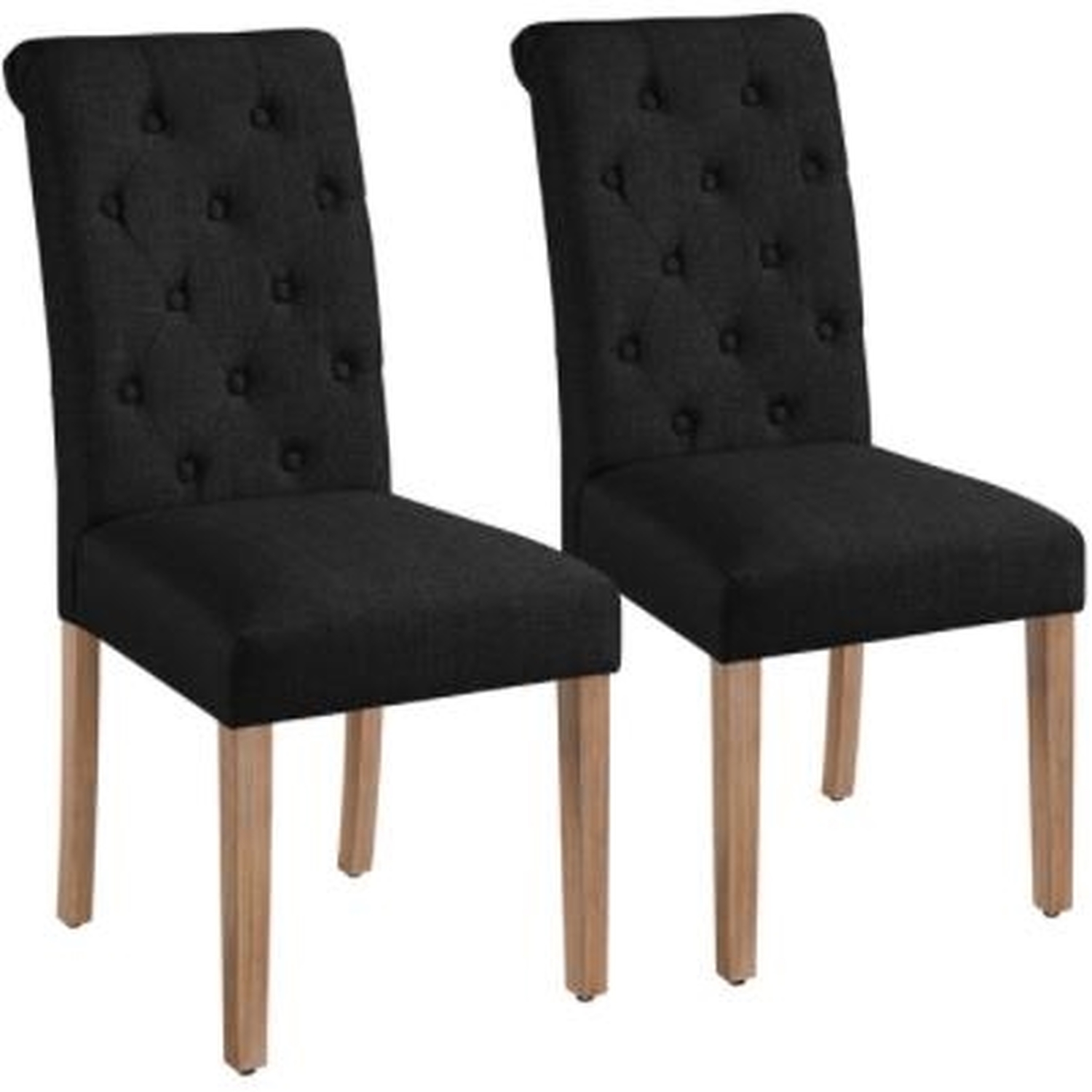 Yaheetech - Set of 2 Fabric Upholstered High Back Dining Chair - Black thumbnail