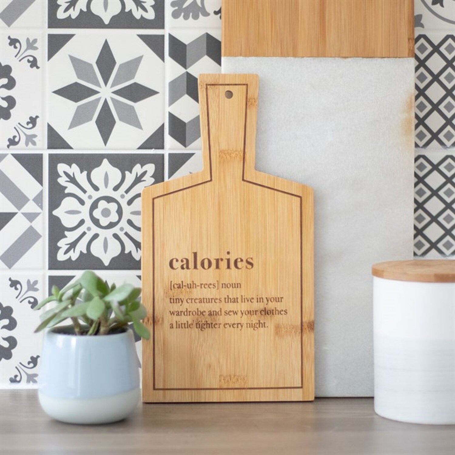 Image of Calories Bamboo Serving Board - Brown