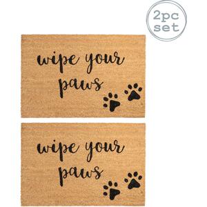 Nicola Spring Coir Door Mats - 90 x 60cm - Paws - Pack of 2