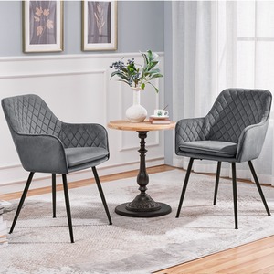 Yaheetech 2PCS Velvet Fabric Dining Chairs Kitchen Chairs