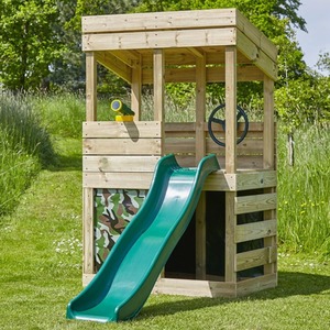Den Set / 222cm Wooden Lookout Tower Playhouse with 6ft Slide shot 5043037