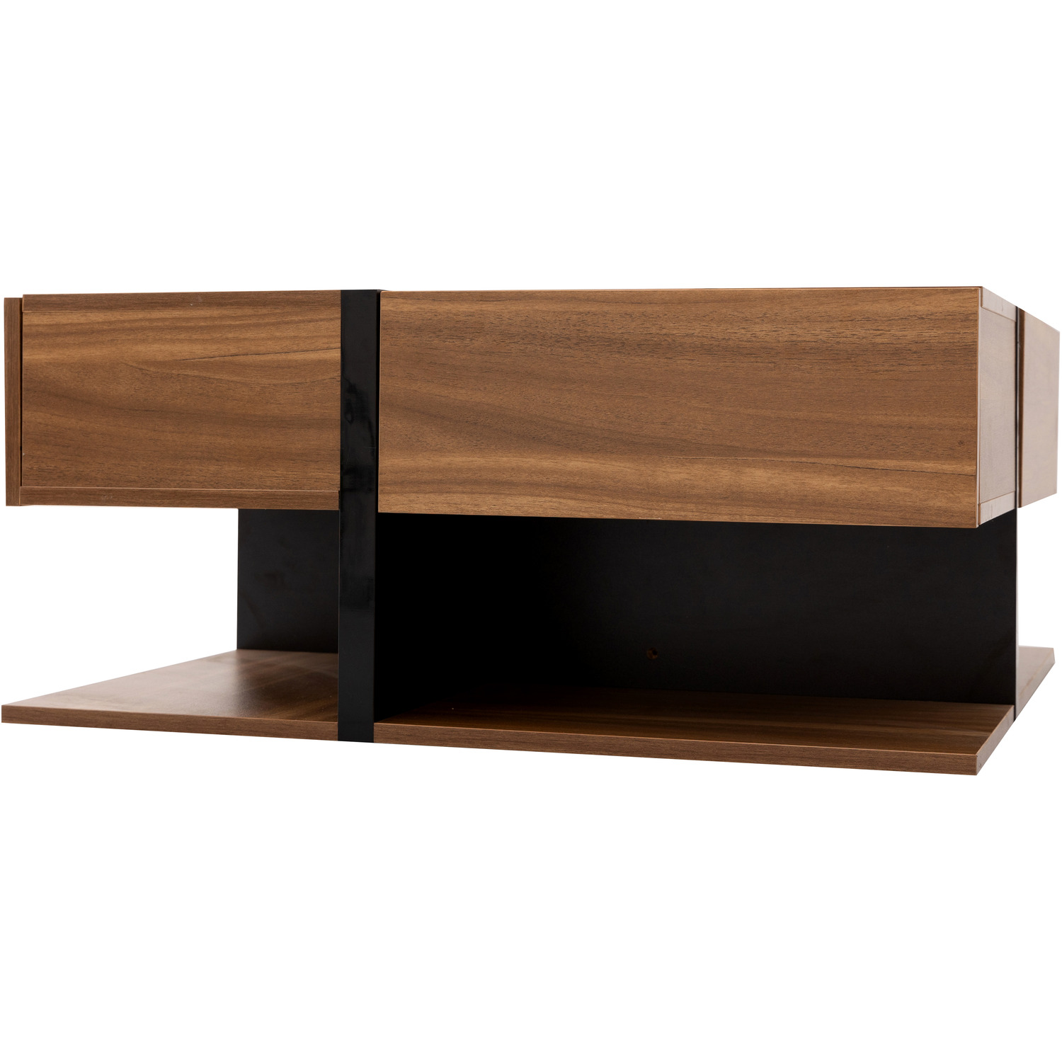 Modern Square Line Coffee Table - Brown Mdf Metal