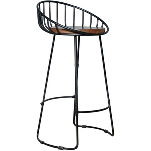 Metal Solid Dark Wood Breakfast Bar Stool