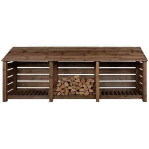 Slatted Triple Bay Wooden Log Store