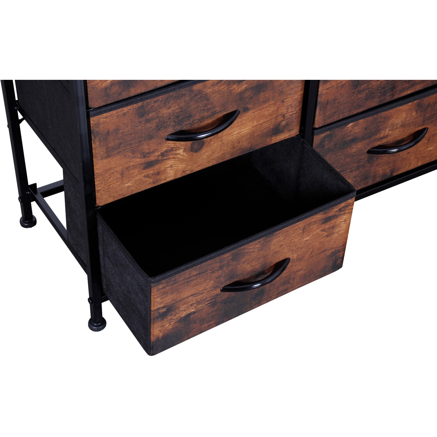 Fabric Chest Of Drawers With Metal Frame - Wooden Effects