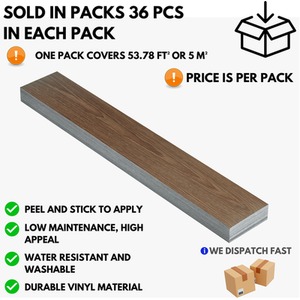 Brown Self-Adhesive Floor Planks Pack of 36 Vinyl Flooring  shot 6048037