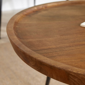 Brown / 60cm Home Source Manhattan Mango Wood Round Coffee Table with Metal Legs  shot 6078196