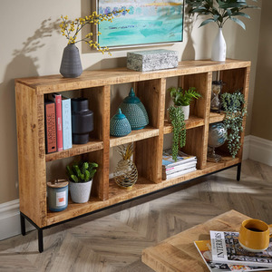 Natural / Wide Home Source Stockton Mango Wood 8 Shelf Bookcase shot 6078328