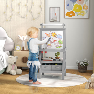 Grey AIYAPLAY Double-Sided Art Easel for Kids w Paper Roll shot 6165234