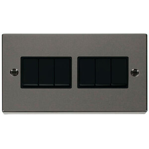 Black Nickel 10A 6 Gang 2 Way Light Switch