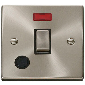 Satin  Brushed Chrome 1 Gang 20A Ingot DP Switch With Flex With Neon