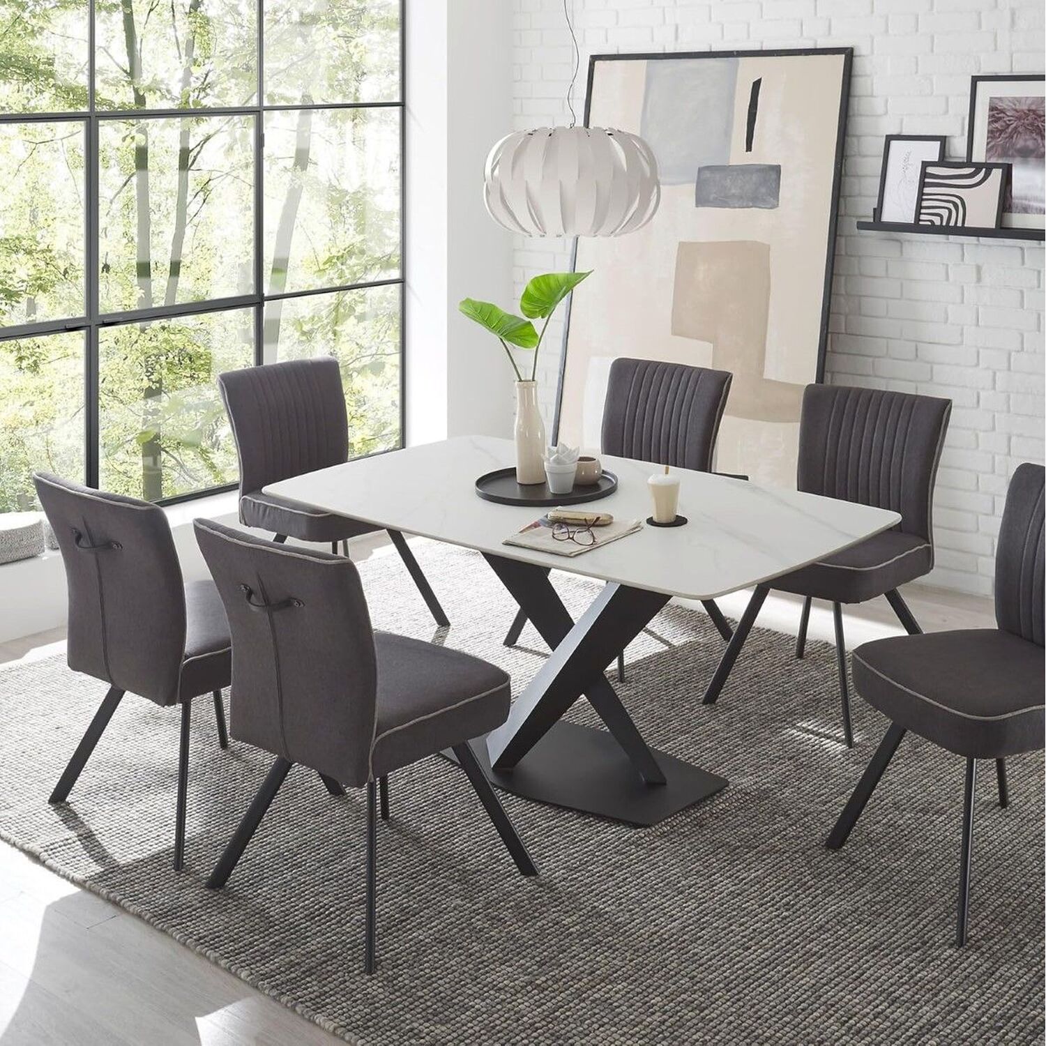 Gracia 140cm Rectangular Stone Dining Table - Grey