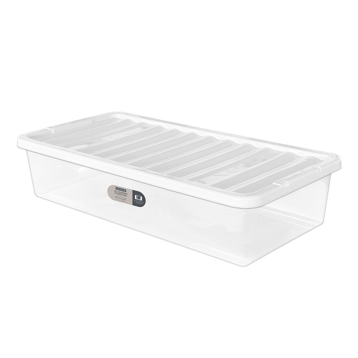 thumbnail interactive-video image 1 of 42 Litre Large Clear Plastic Underbed Storage Box With Secure Lid – Space-Saving 1 of 2