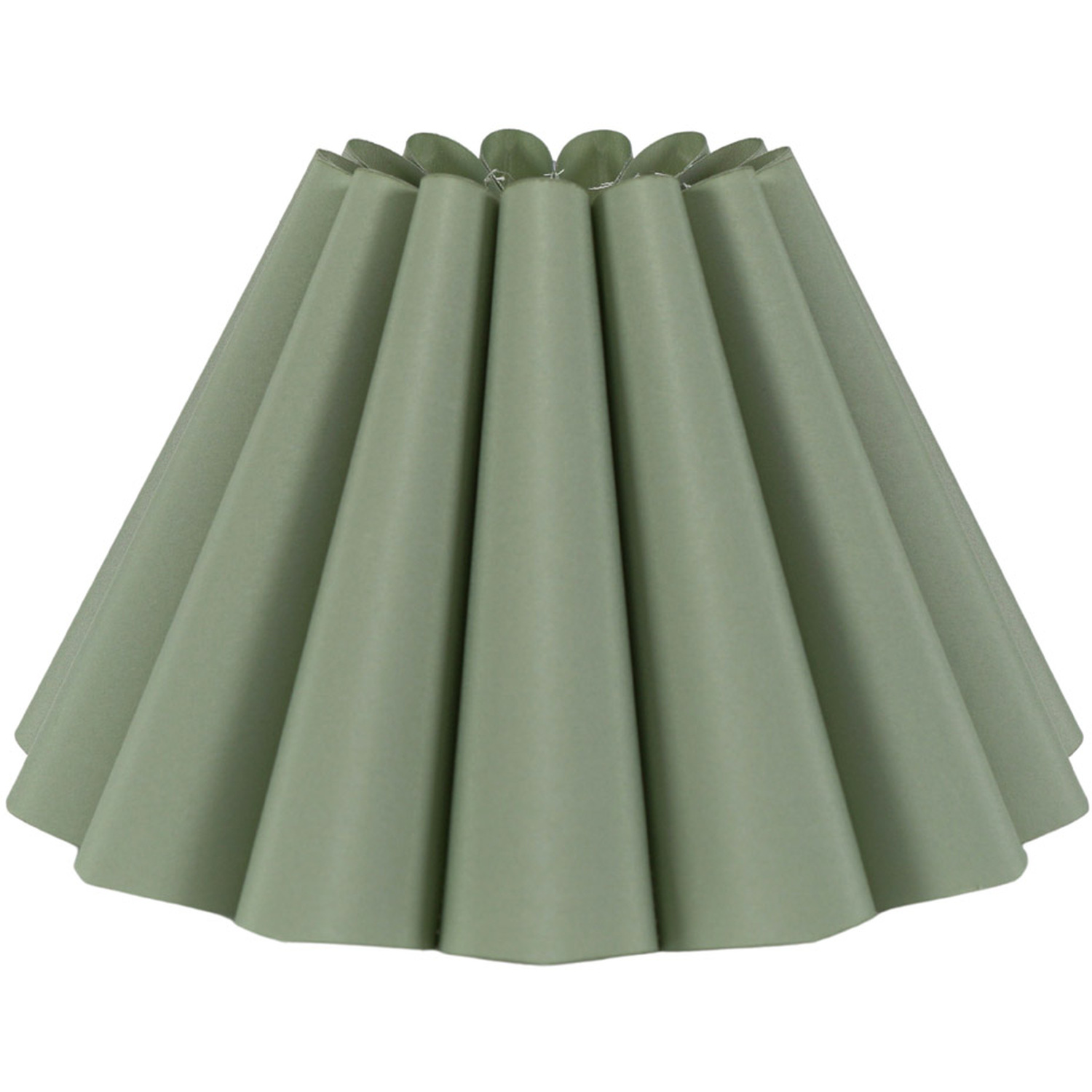 Lauren Fabric Pleated Scallop Edge Tapered Lamp Shade with LED Bulb - Sage Green