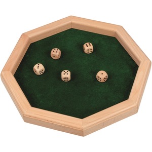 Wooden Dice Plate with 5 Dice