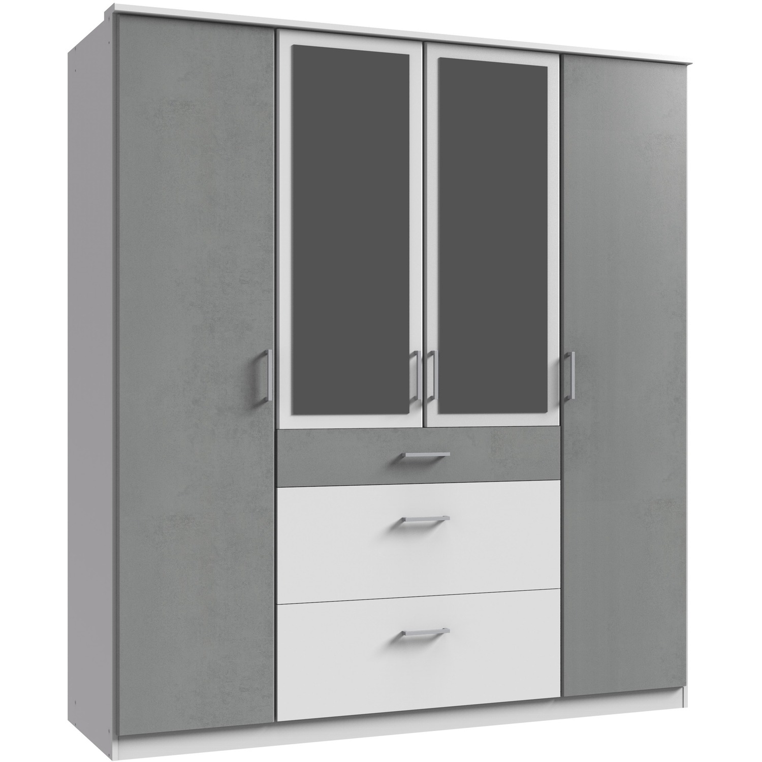 Click White And Grey 4 Door Wardrobe - White Grey