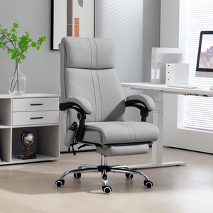 Vinsetto Massage Office Chair with Heat Footrest Light Grey