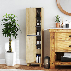HOMCOM Tall Bathroom Cabinet with 6 Open Compartments and 6 Shelves