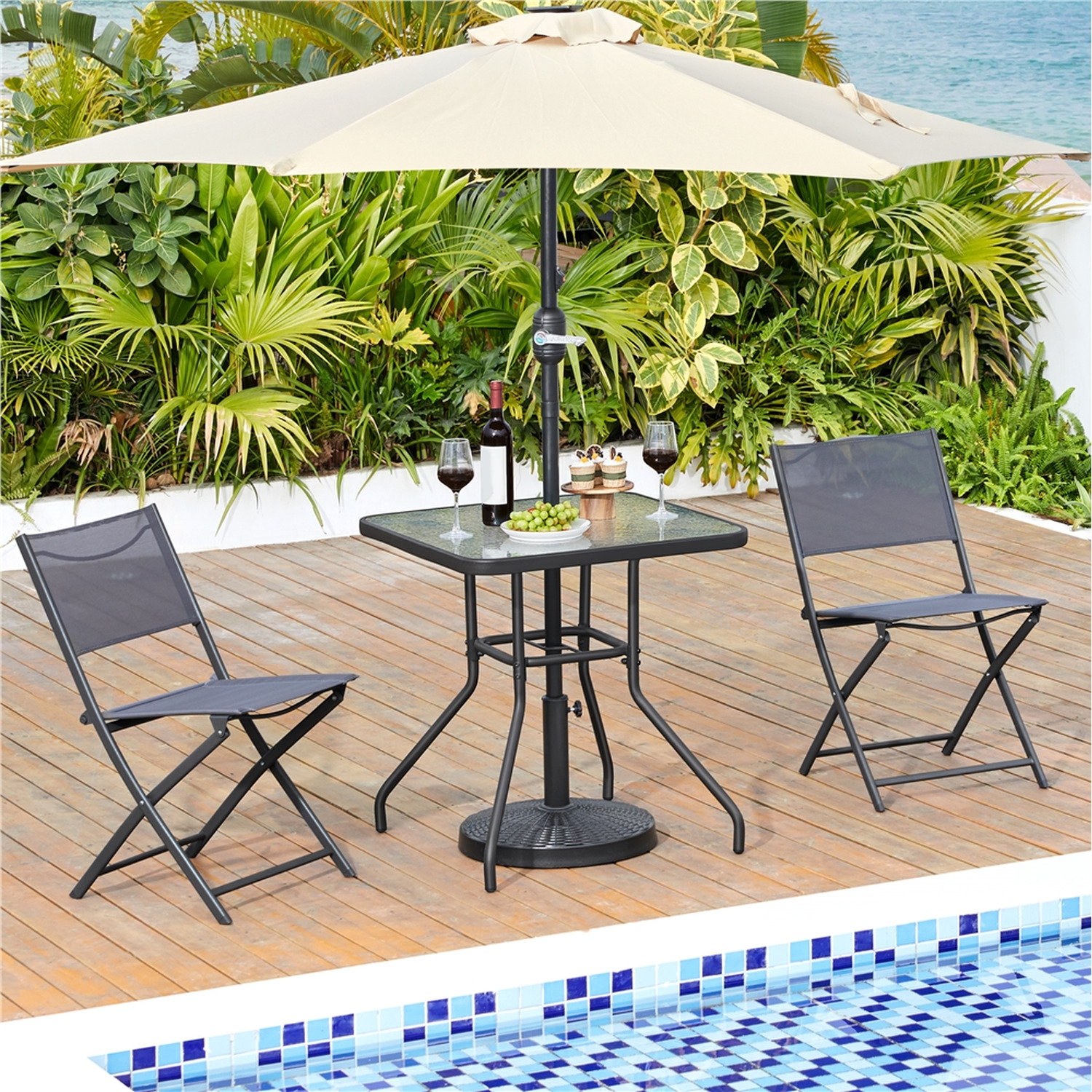 Square Bistro Table Tempered Glass Top - White