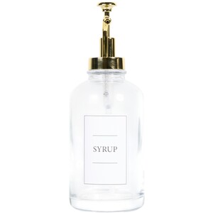 Syrup Dispenser with Gold Pump