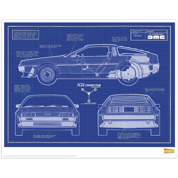 Back to the Future DeLorean Blueprint Limited Edition Art Print
