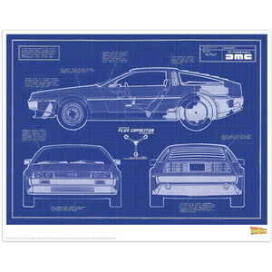 Back to the Future DeLorean Blueprint Limited Edition Art Print