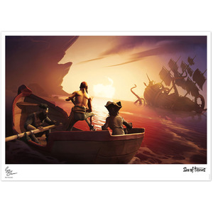 Sea of Thieves Limited Edition Row Boat and Sea Monster Art Print