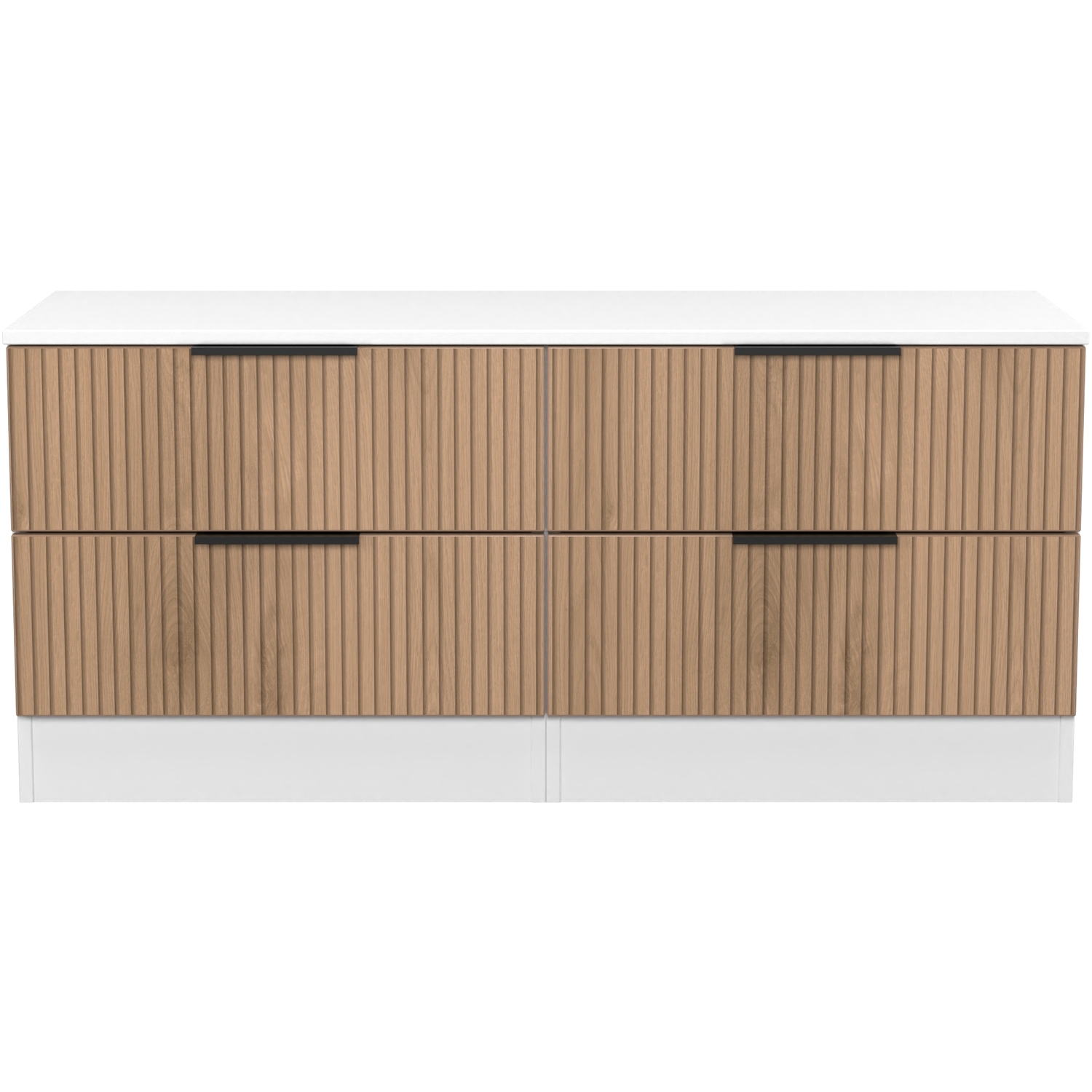 Java Ready Assembled 4 Drawer Bed Box - Slatted Effect White