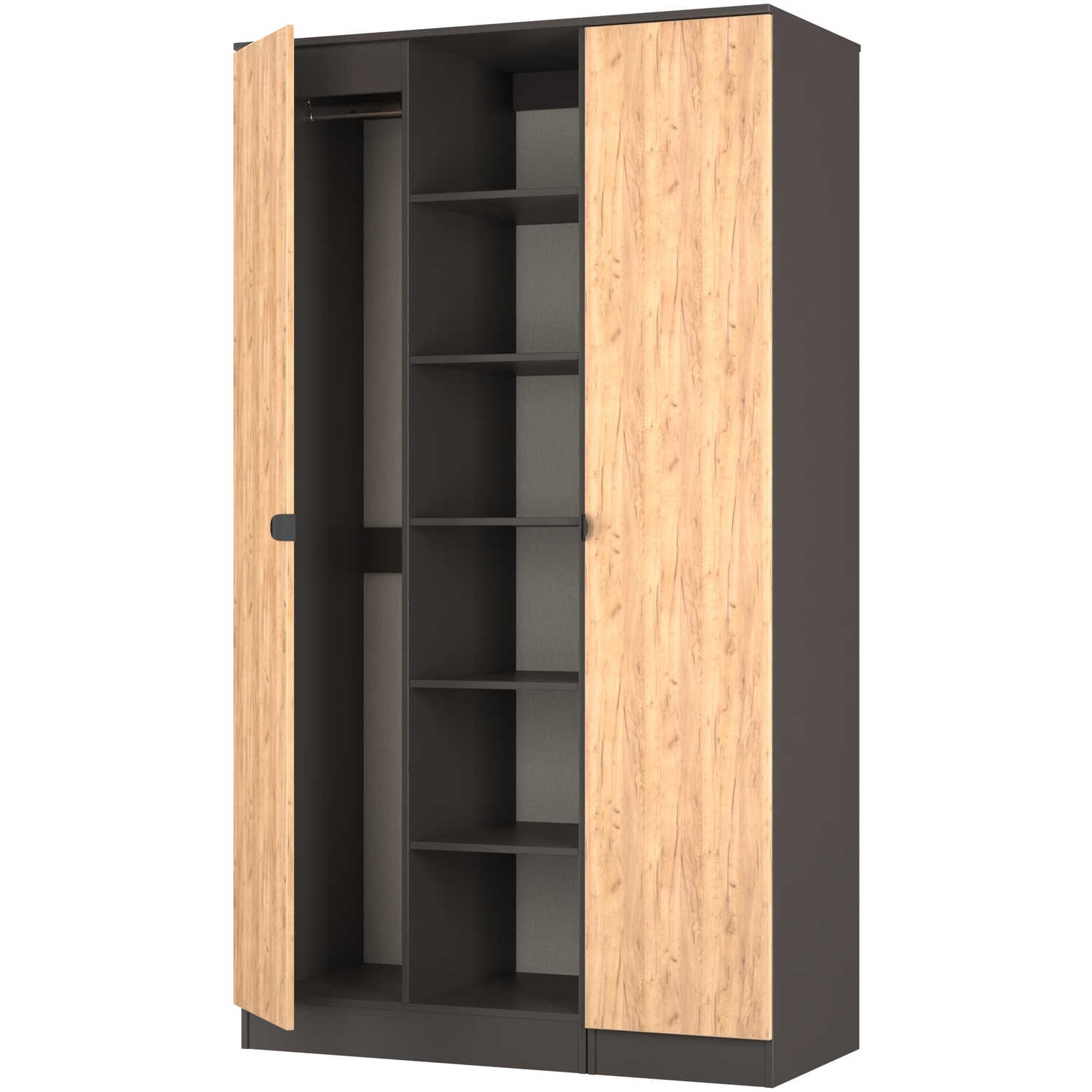 Bora Ready Assembled Tall 3 Door Robe with shelves
