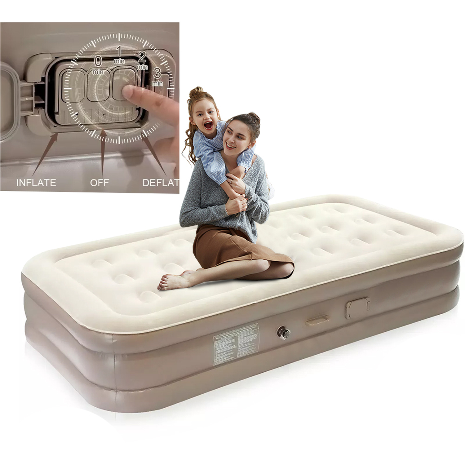 High Raised Inflatable Air Bed with Built-in Pump