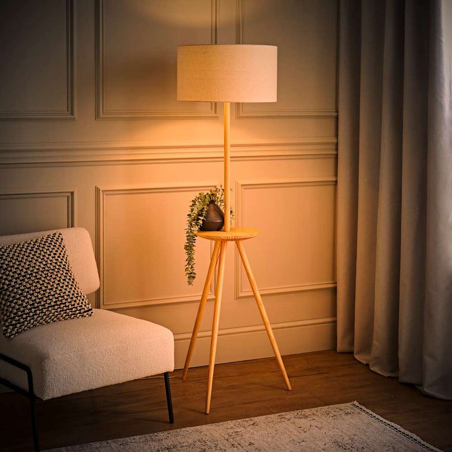 Image of Desmond Side Table Wooden Tripod Floor&hellip;