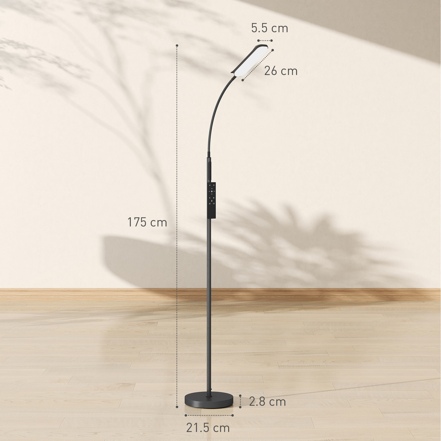 HOMCOM LED Floor Lamp with Timer and Memory Function - Black