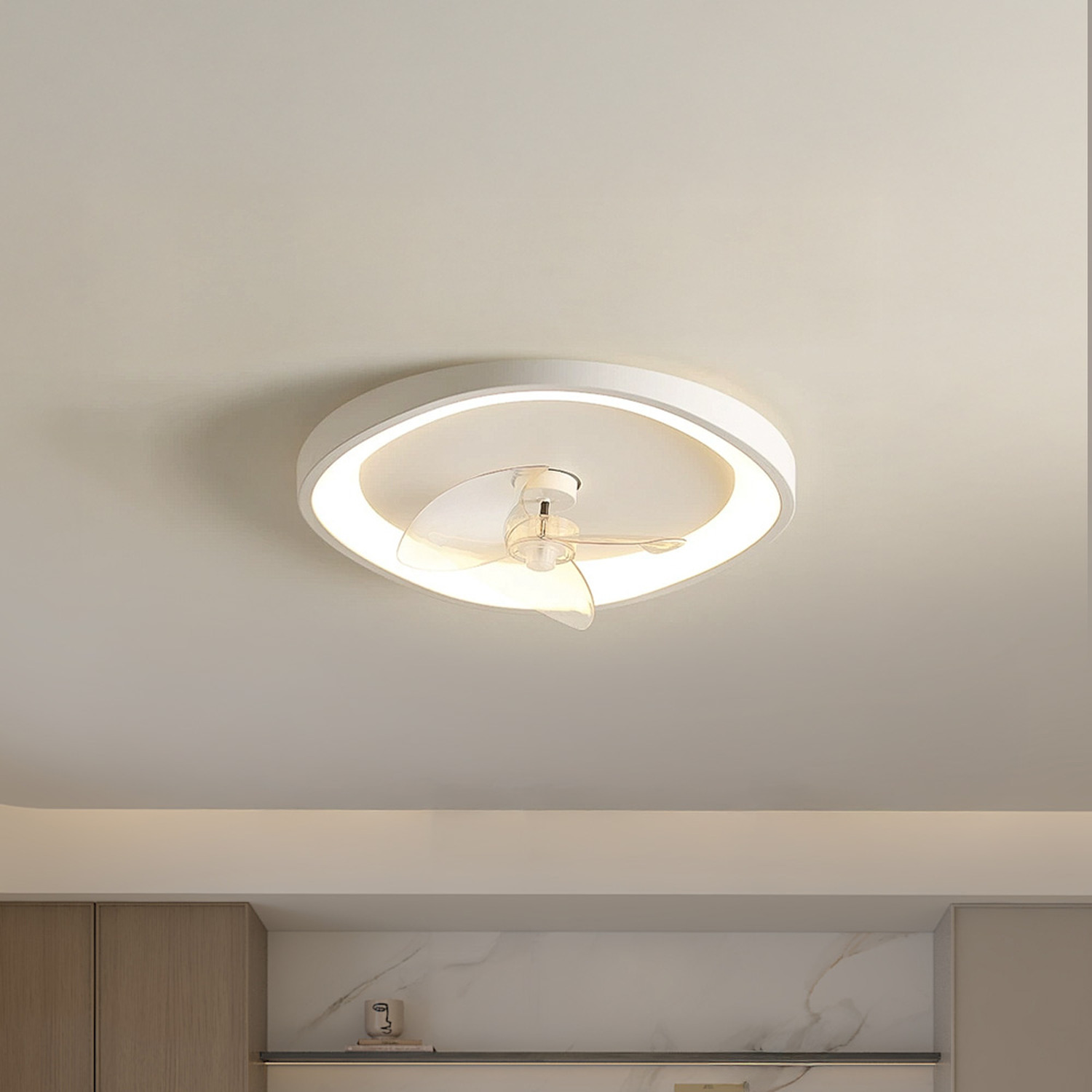 Lifeideas Modern LED Ceiling Light with Fan, Single circle - White