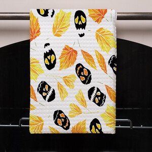 Autumn Leaves  Halloween Skulls Stylish KitchenTowel