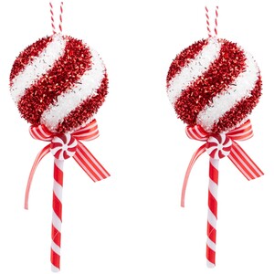 Set of 2 Candy Cane Lollipop Hanging Decoration