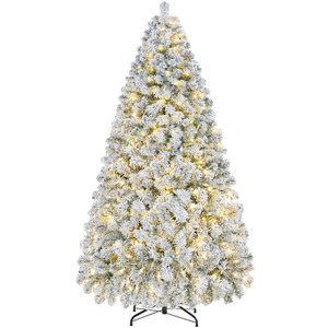 Green & White / 121cm Yaheetech Pre-lit Flocked Artificial Christmas Fir Tree shot 11185148