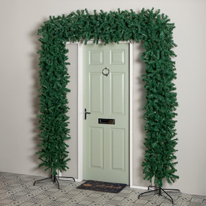 8ft Single Door Plain Green Flat Top Christmas Tree Arch