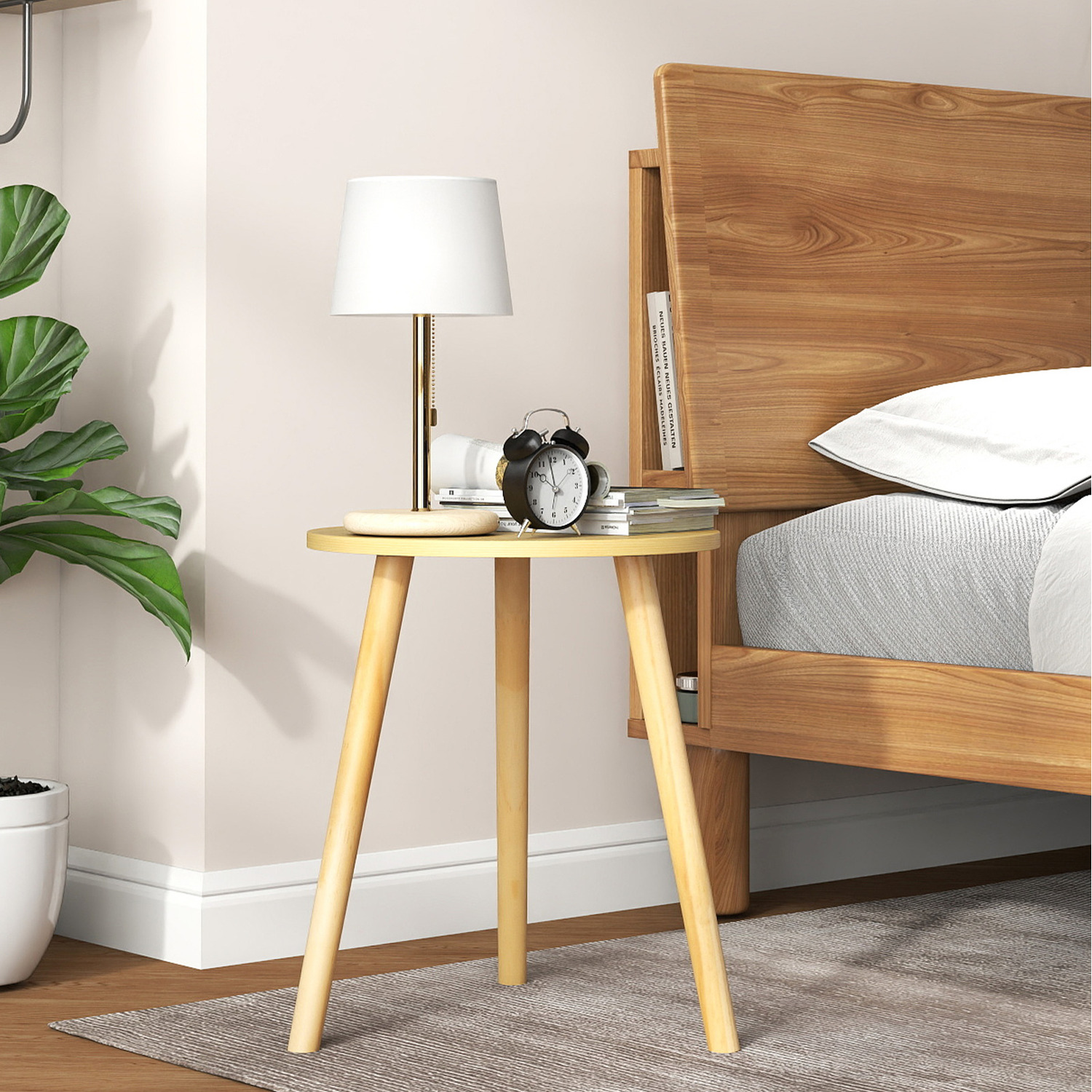 Round Coffee Table Side Table - Natural