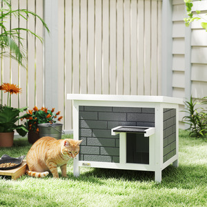 PawHut Outdoor Cat House Wooden Insulated with Openable Roof