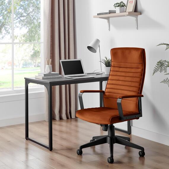 Centro Burnt Orange Velvet Office Chair